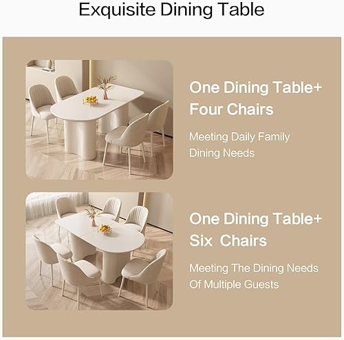 Miniatura 3 de Juego de mesa de comedor para 4, mesa de cocina moderna con 4 sillas, juego de mesa de comedor para cocina, comedor, hogar y oficina (mesa blanca de