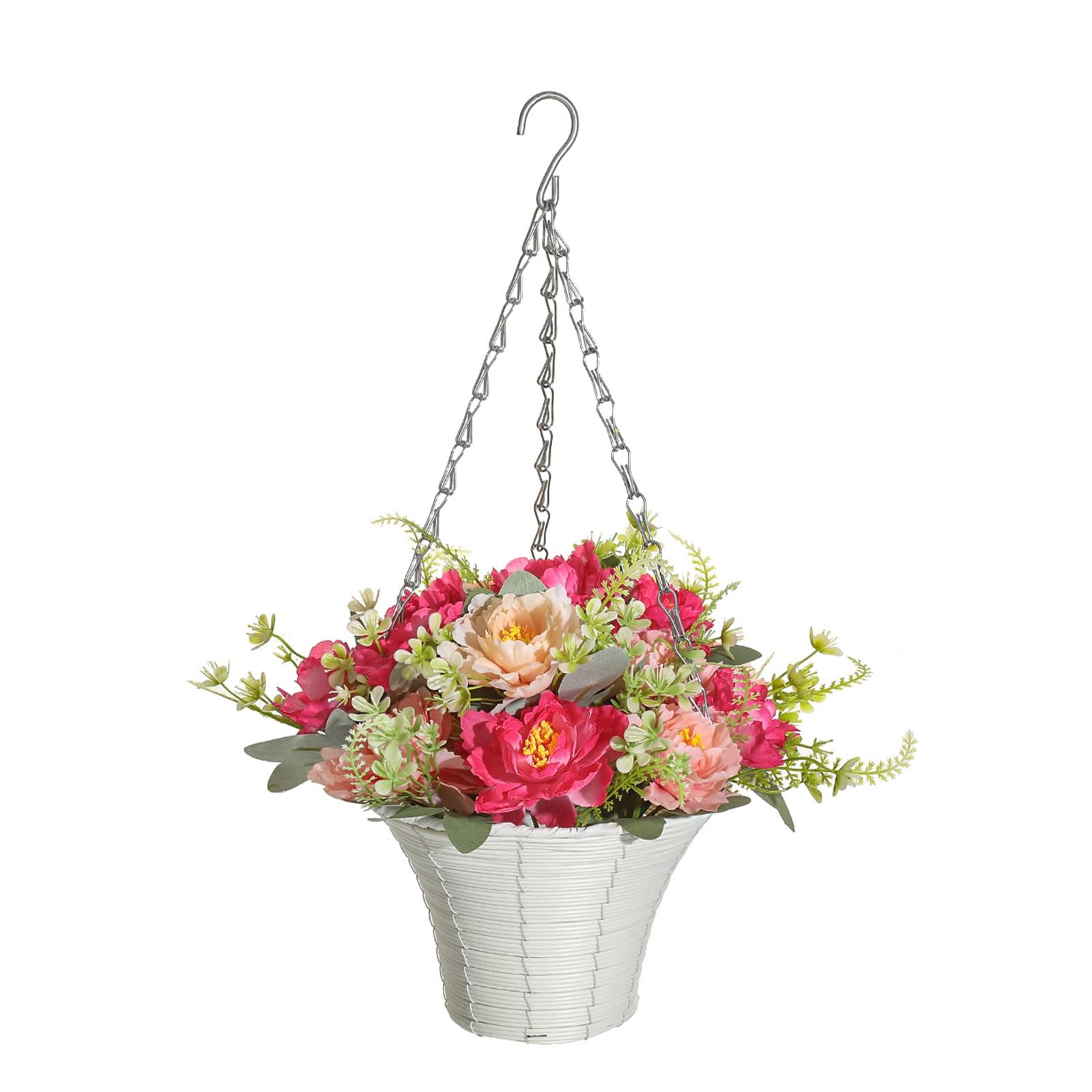 ZBIianxer Artificial Hanging Flower in Basket Fake Hanging Plant in Basket for Outdoor Indoor Patios Courtyards Garden Business Use
