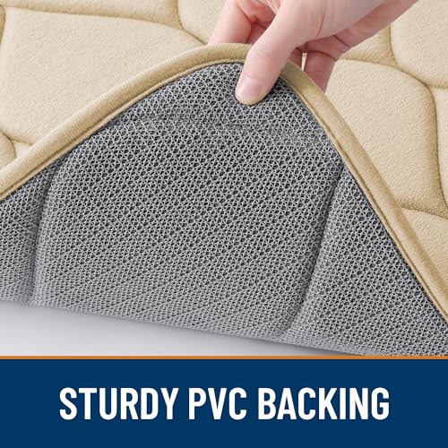 Image of Smiry Memory Foam Bath Mat 24x16, Ultra Soft Absorbent Bathroom Rugs | Beige, Plush Quick Dry and Machine Washable Cushion Bath Mats for Bathroom, Shower, Tub & Home Decor