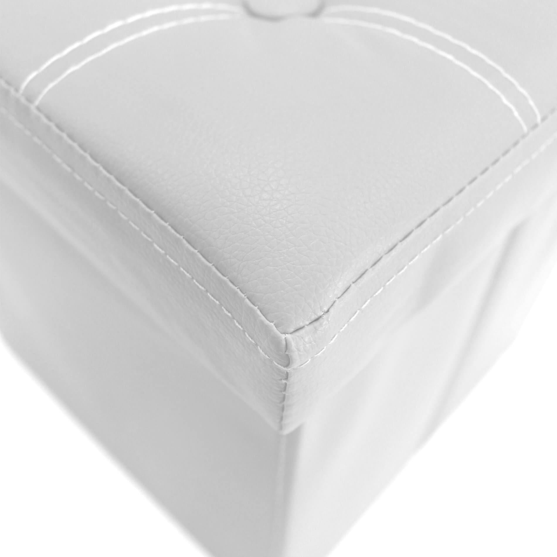 Rebecca Mobili RE4256 - Pouf Contenitore e imbottito, in Finta Pelle, Pieghevole, Bianco, 30 x 30 x 30 cm