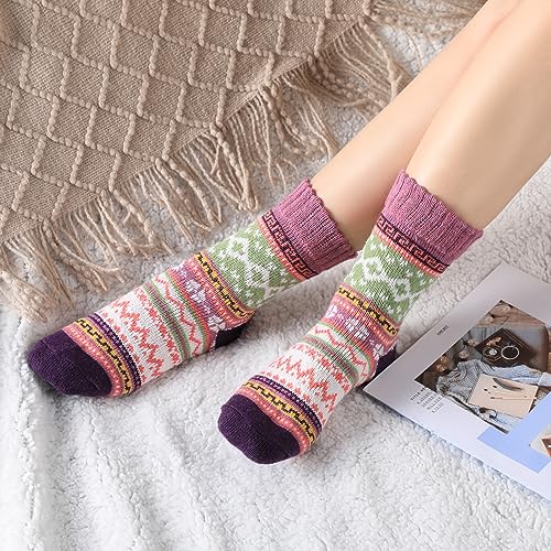 Image of Wool Socks for Women - Womens Wool Socks Winter Sock for men Warm Thick Knit Soft Vintage Casual Crew Sock
