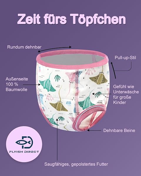 FLYISH DIRECT Töpfchen Trainingshose, Kinder Töpfchentraining Unterwäsche für Jungen und Mädchen, Bequem und Atmungsaktiv - 4