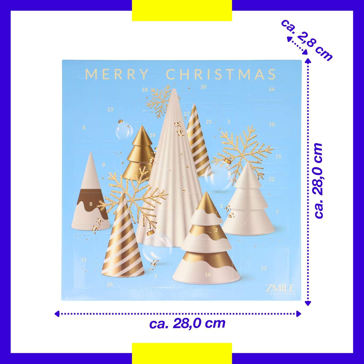 ZMILE COSMETICS Beauty kalendarz adwentowy "3D Christmas Trees" – 24 niespodzianki do makijażu i stylizacji w tradycyjnym kalendarzu adwentowym z drzwiczkami z wegańskimi kosmetykami