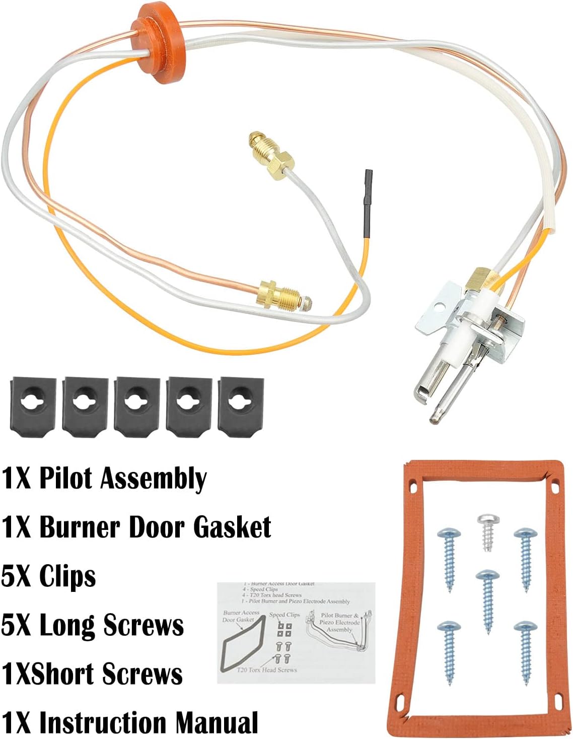 SP20075 Pilot and Igniter Assembly Replacement Kit, Natural Gas Water Heater Assembly Fit for Rheem GE Smartwater Heater, Water Heater Parts Replace GG50T06AVH00 AS39845 22V40PF1 - 