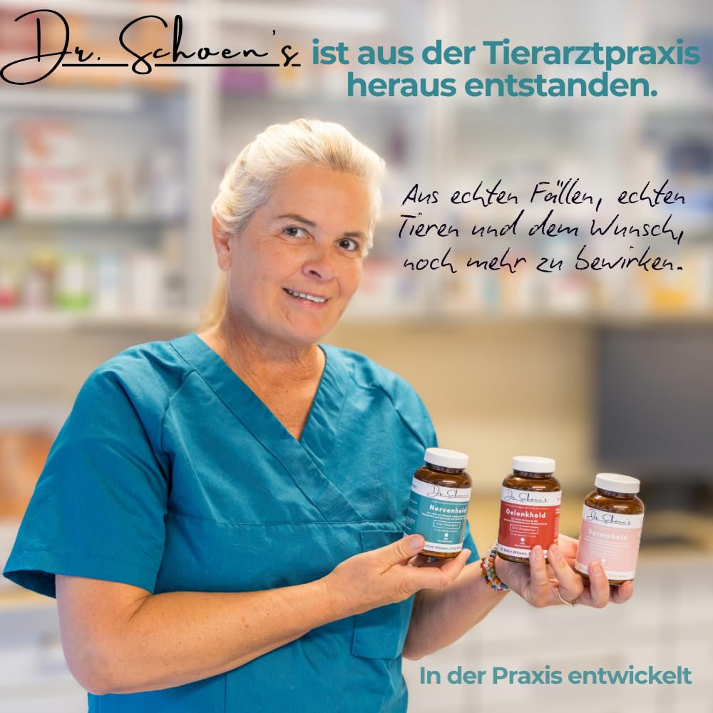Dr. Schoen's® Nervenheld Beruhigungsmittel für Hunde bei Stress & Angst mit Baldrian Hund, L-Tryptophan, L-Theanin, Inositol, zur Beruhigung Hund Urlaub Relax Time Hunde Beruhigung Silvester 250 Stück