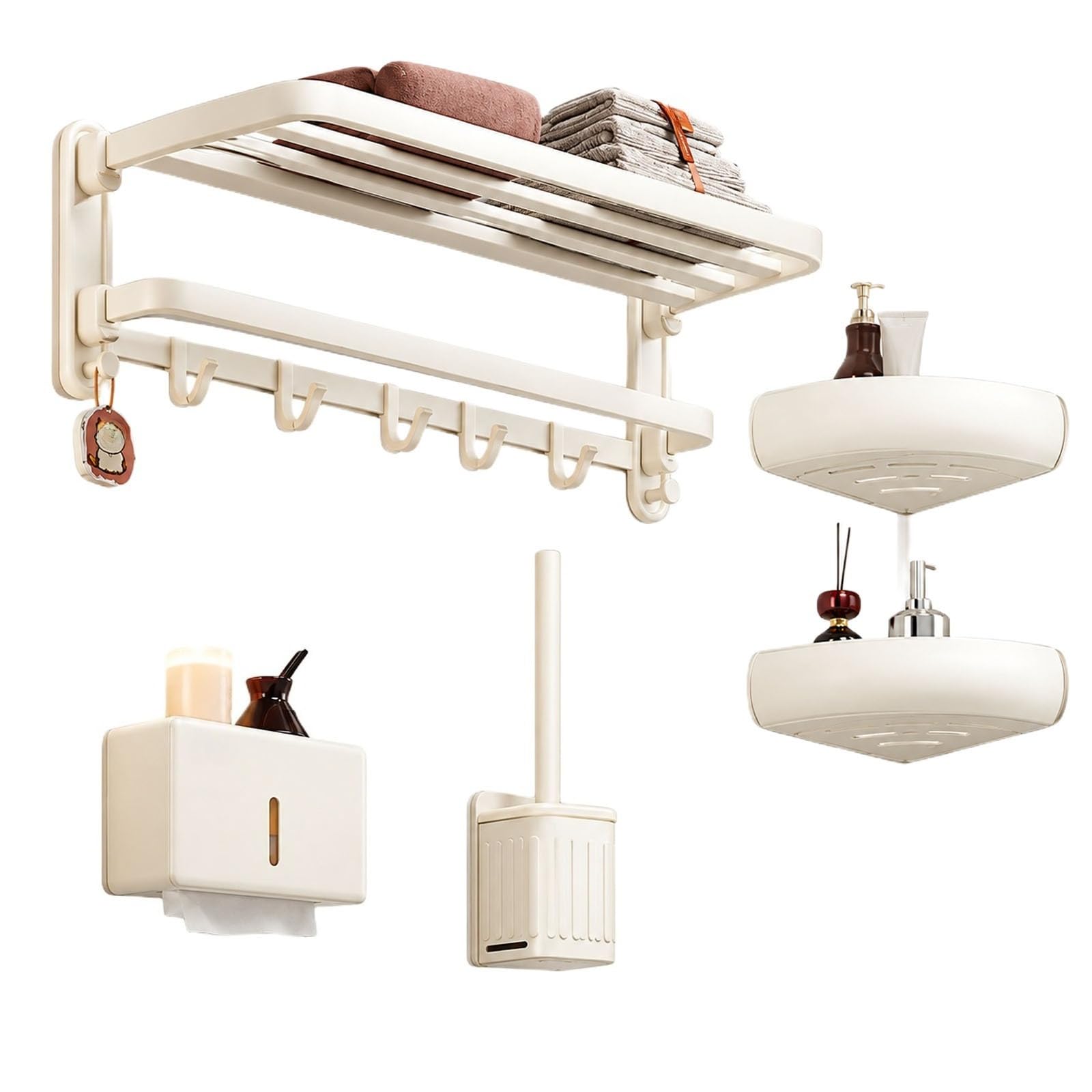 Toallero De BañO Sin Taladro 60 Cm, Set De BañO 4 Piezas, Cestas