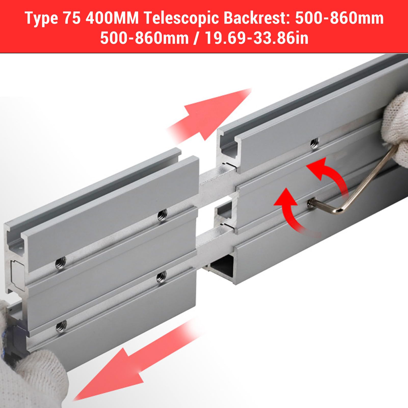 Dpofirs Teleskopowy Płot Ukośny Wszechstronny Stop Aluminium Regulowana długość 50-86 Cm do Obróbki Drewna, Dokładne Cięcie, Szerokie Zastosowanie do Piły Stołowej i Stołu Routera