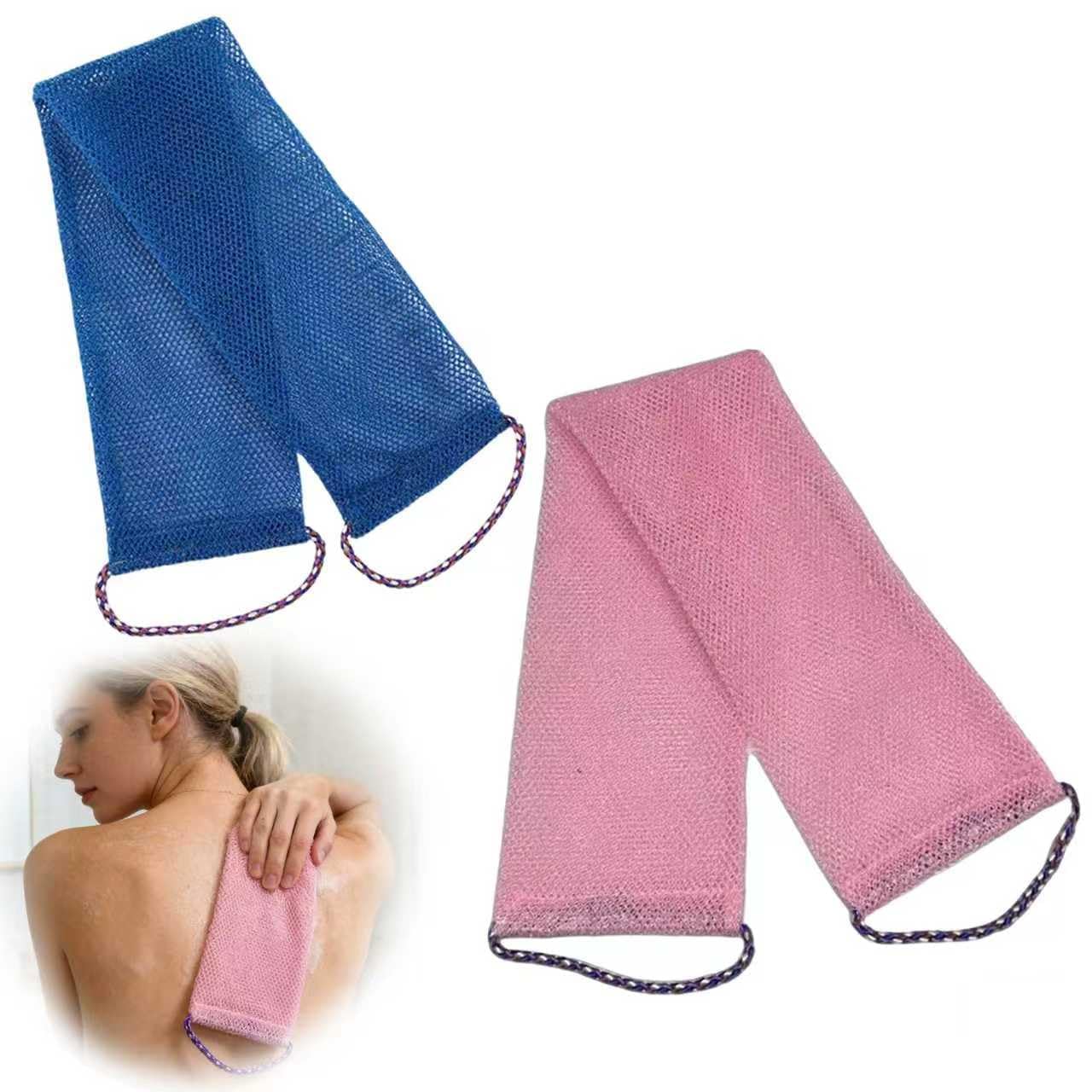 2Pcs Exfoliating Shower Towel, Dual-Action Foaming Net and Exfoliating Washcloth, Body Scrubber for Women and Men, Bathing Scrub for Gentle Body Cleansing-image-2