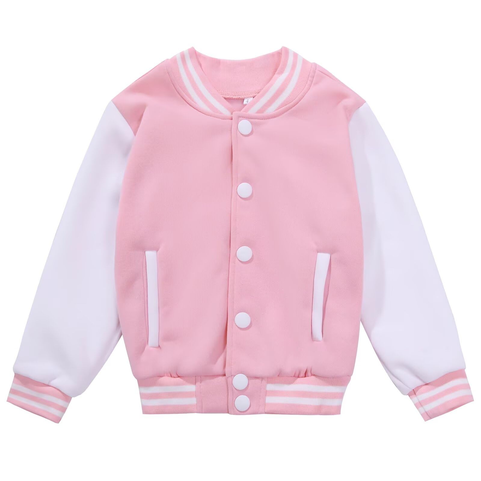 Kids Varsity Baseball Jacket Girls Boys Lightweight Cardigan Sweats Varsity Sport Team Uniforms School Coat with Pocket
