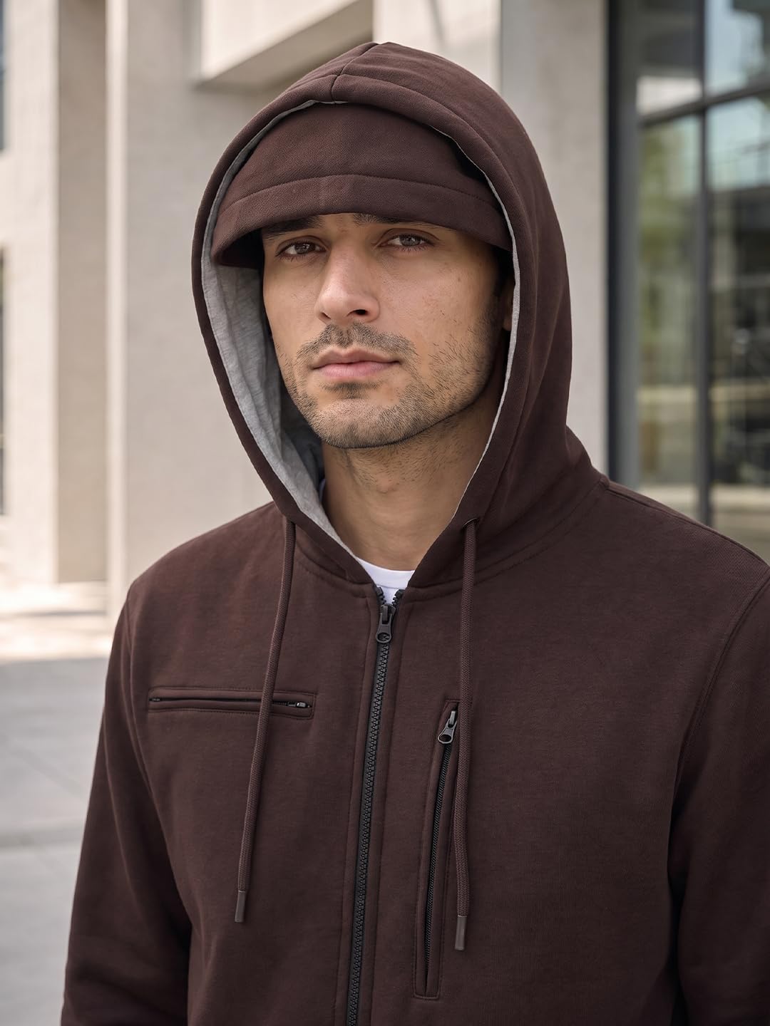 NOBERO Sudadera con capucha de algodón para hombre