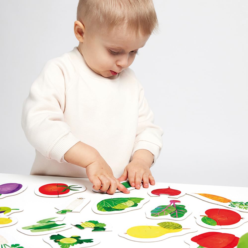 Banana Panda Fruits & Veggies First Puzzle para niños pequeños – 19 coloridos rompecabezas de 2 piezas a juego | Juego educativo para mayores de 18 meses | Desarrolla el lenguaje, la observación y las