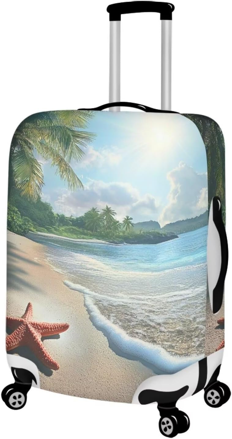 Cozeyat Beach Theme Travel Luggage Cover Protector Washable Elastic Baggage Cover Anti-Scratch Sleeve with Zipper for Wheeled Suitcase Travel Accessories