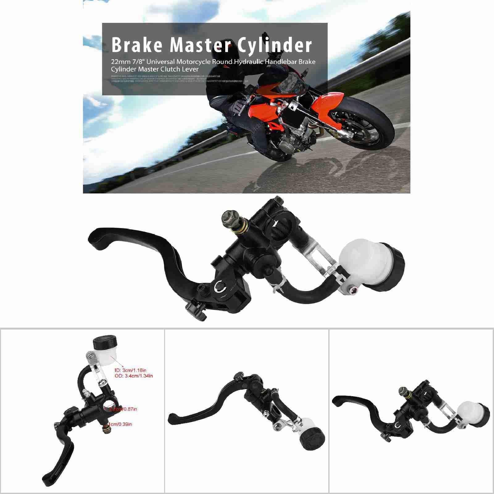 Aramox Cilindro del freno, leva del freno, 22 mm, 7/8", universale, per motociclette, idraulico, manubrio, cilindro del freno, leva della frizione