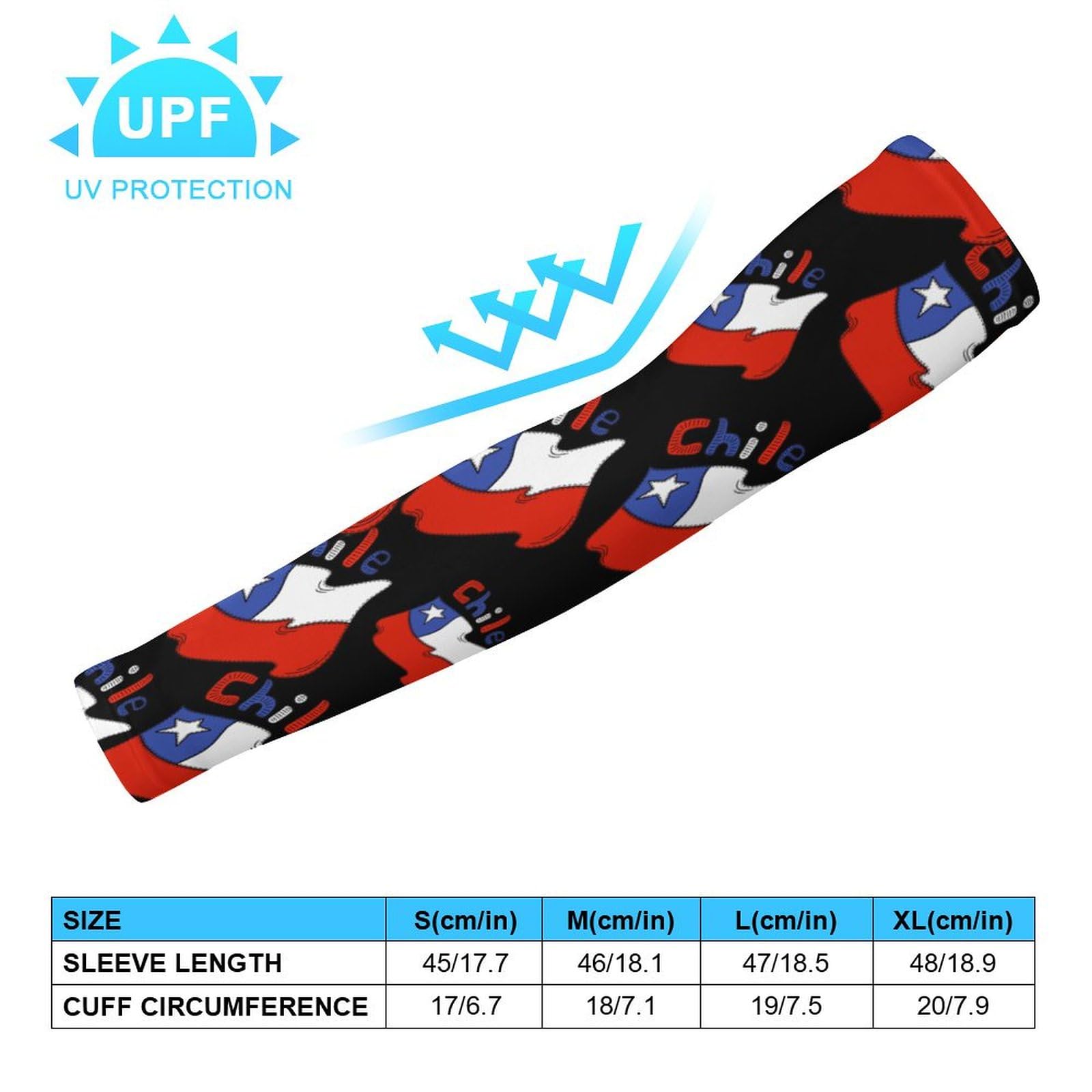 Chilean Flag Chile Ice Silk Arm Sleeves Cooling Sun Protection Arm Sleeve for Men Women L