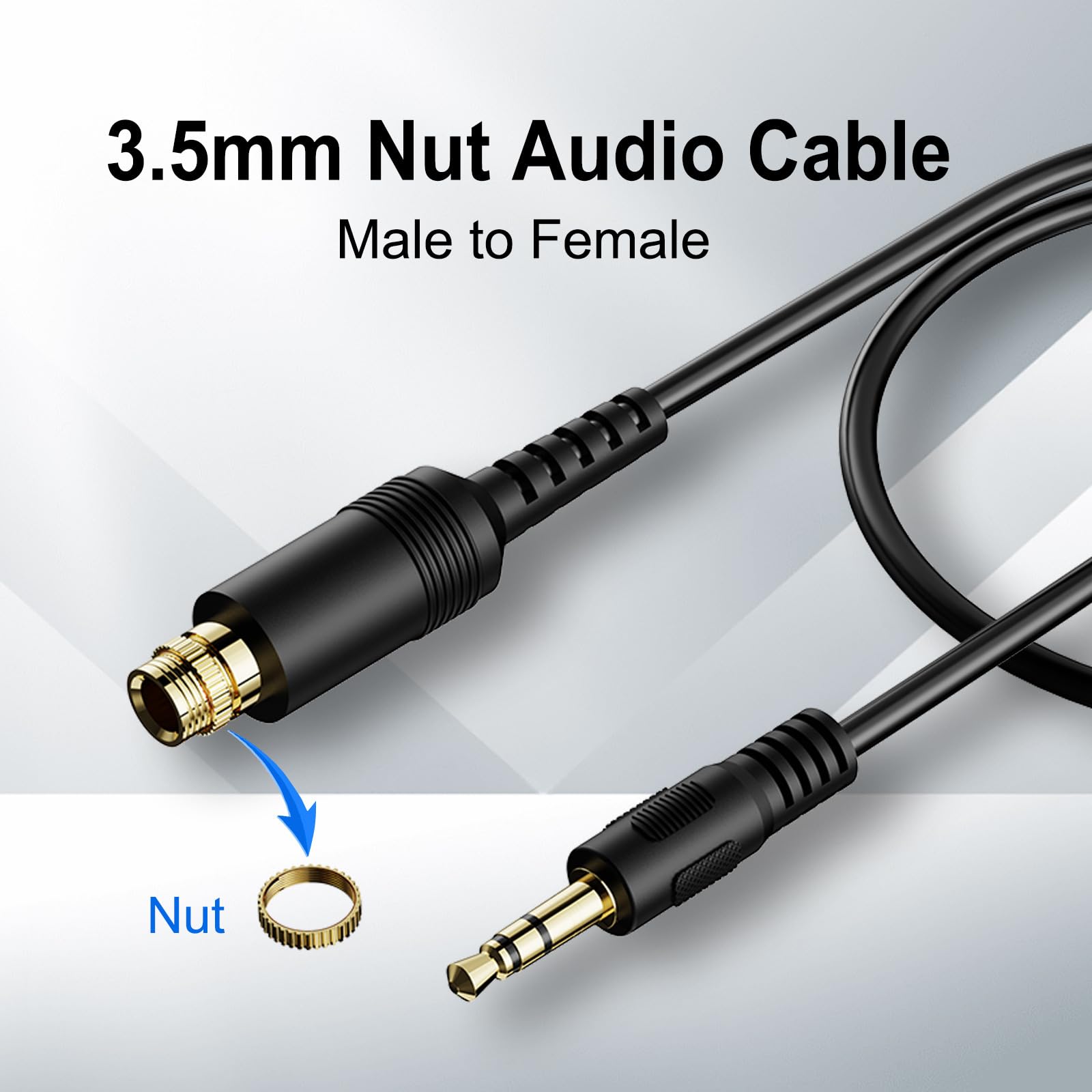 AUX 3,5 mm Stecker auf Buchse Sicherungsmutter Panel Mount Verlängerungskabel Auto Stereo TRS Audio Adapter Konverter Kabel (80 cm)