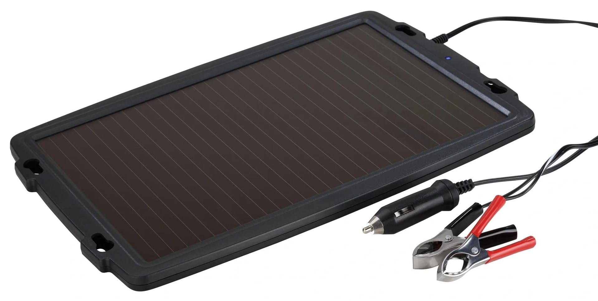 Panel słoneczny mobilny 4,5 W do podtrzymania ładowania akumulatorów 12V - dla samochodów, caravanów, łodzi, ciężarówek - 353x235x14 mm, 18V jałowe