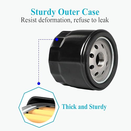 Miniatura 6 de HOODELL Paquete de 2 filtros de aceite 12 050 01-S para cortacésped Kohler, Troy Bilt Bronco 12 050 01, filtro de aceite profesional 1205001-S 12