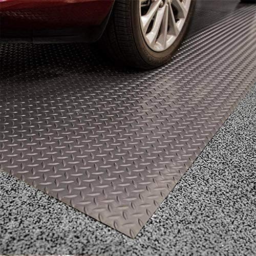 American Floor Mats - Diamond Plate Runner Mats - Durable, Abrasion Resistant Vinyl Mats, Rolls Black, Yellow Edge 3/16" Thick x 5' x 50'