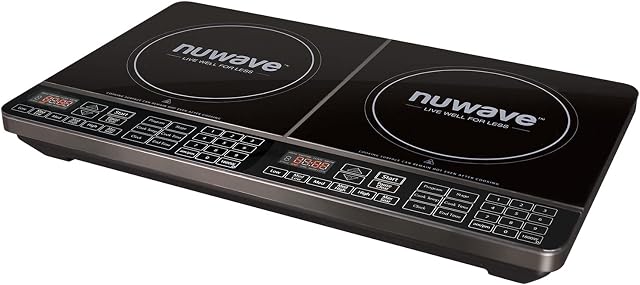 Nuwave PIC Double, Portable, Powerful 1800W with 2 Large 8 Heating Coils, Independent Controls, 94 Temp Settings from 100°F to 575°F in 5°F Increments, 11.5 Shatter-Proof Ceramic Glass Surface