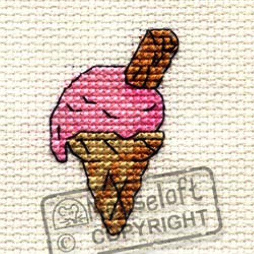 Mouseloft Mini Cross Stitch Kit - Pink Ice Cream, Stitchlets Collection