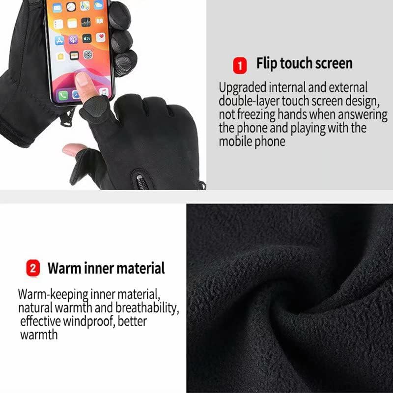 Miniatura 4 de Guantes de invierno para hombre y mujer, guantes cálidos para clima frío, correr, senderismo, pesca, caza, guantes de pantalla táctil para dedos