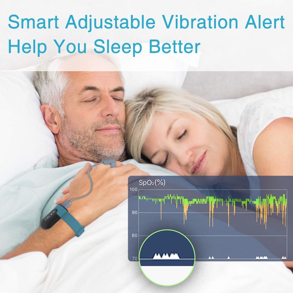 Viatom SleepU Oximetro de Pulso de Muñeca, Recargable Pulsioximetro de Dedo Profesional, Monitor de SpO2 y Frecuencia Cardíaca, Análisis Avanzado del Sueño, 16h Autonomía, APP Gratis y PC con Informes