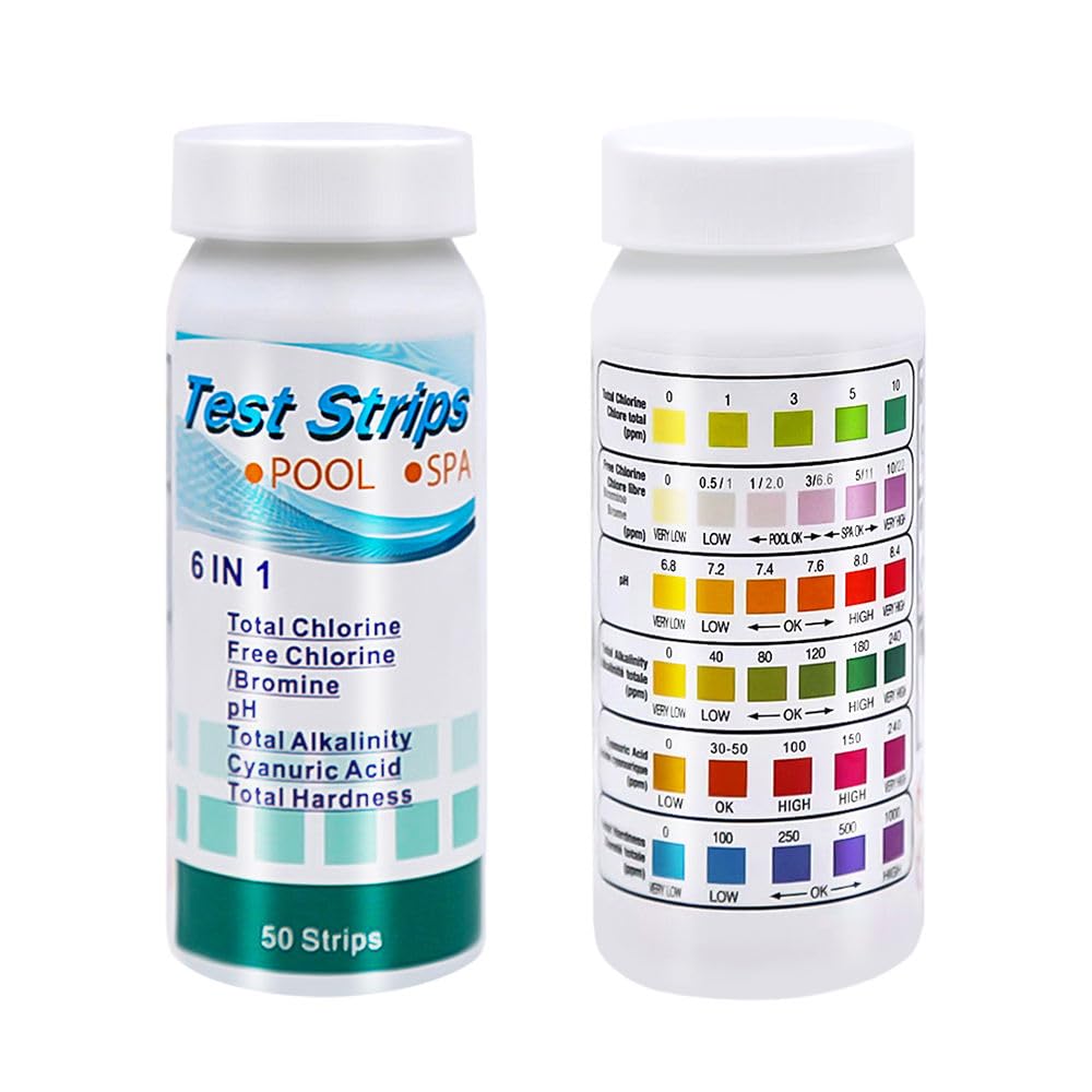 6-in-1 Pool and Spa Test Strips, 50 Strips for Water Testing, Measures Chlorine, pH, Alkalinity-image-13