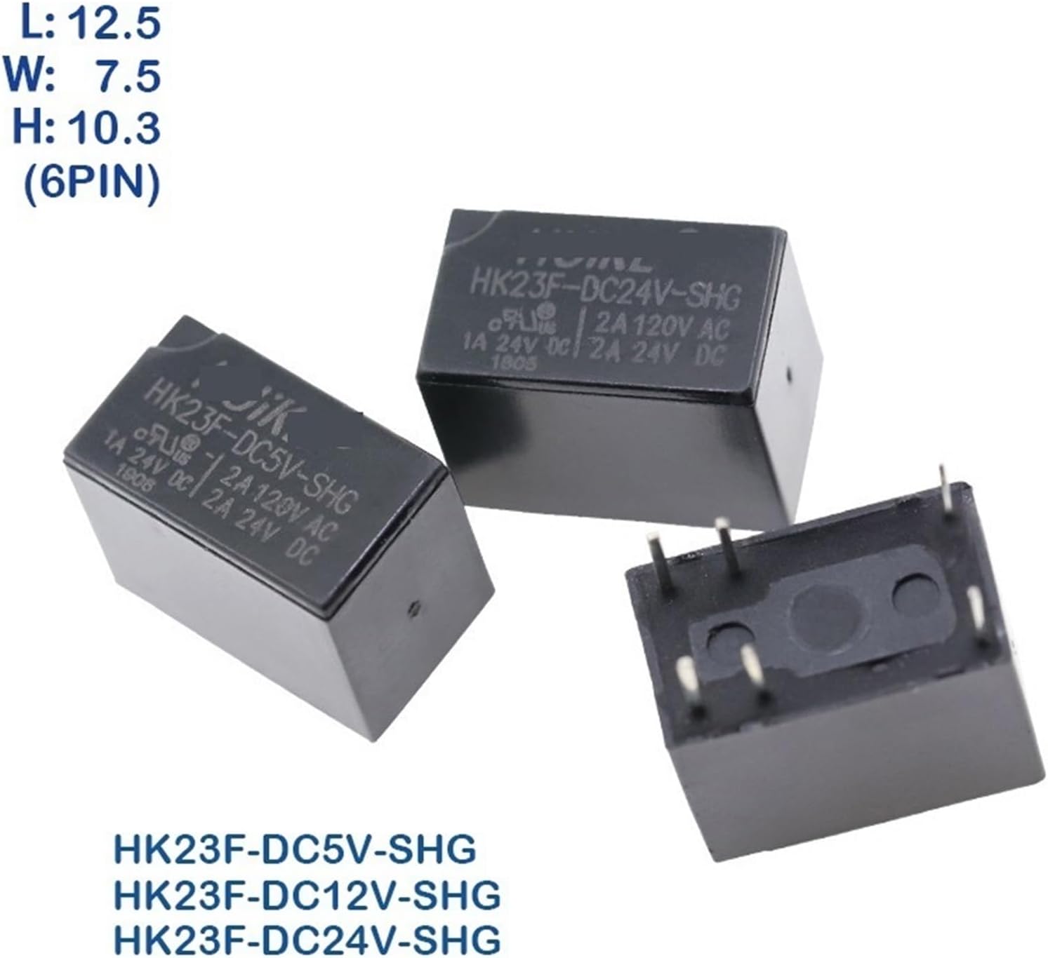 5Pcs Relay 5V 12V 24VDC HK23F -DC 24V -SHG 2A 120VAC 6PIN HF23F-DC5V-SHG HF23F-DC12V-SHG HF23F-DC24V-SHG(HK23F-DC24V-SHG)