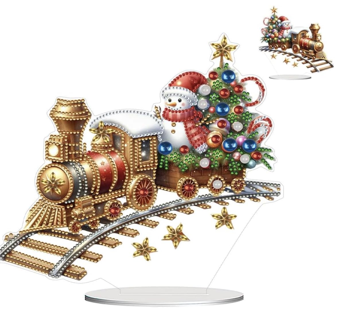 Syntego 5D DIY Snowman Train Diamond Painting Kit I Crystal Embroidery Rhinestone Acrylic Table Top Decoration | for Adults & Beginners | Durable, Easy to Use & Perfect for Art Lovers