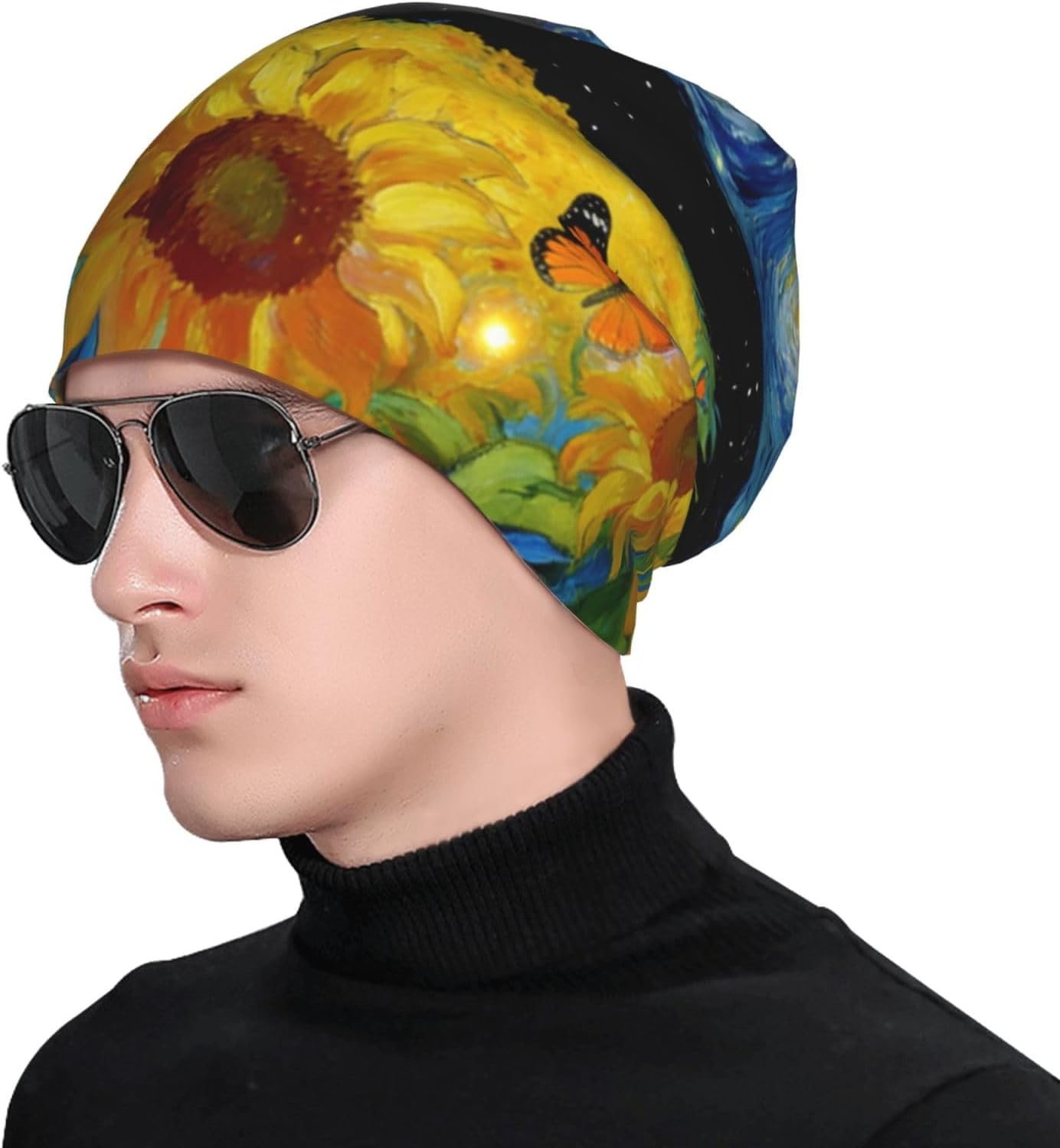 Slouchy Stylish Beanie Knit Hat, Print Chemo Headwear Hat Sleep Skull Cap image 4