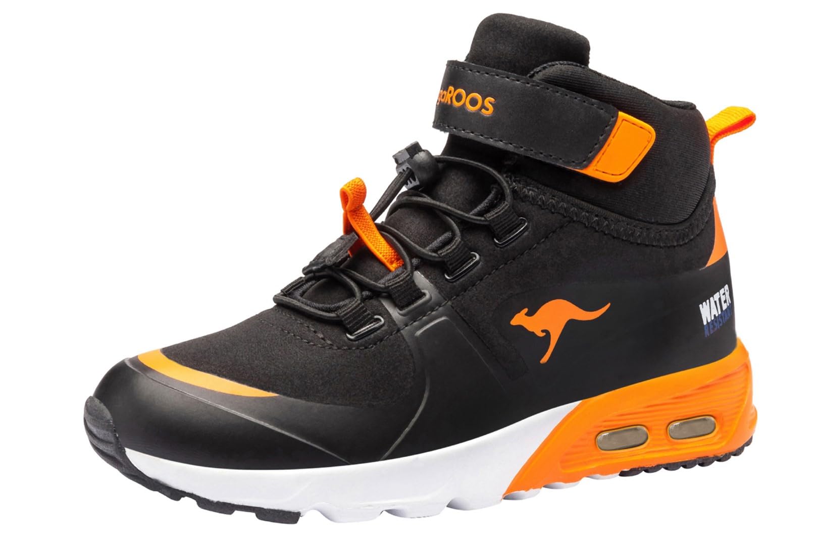 KangaROOS Jungen Kx-hydro Sneaker, Jet Black Neon Orange, 36 EU