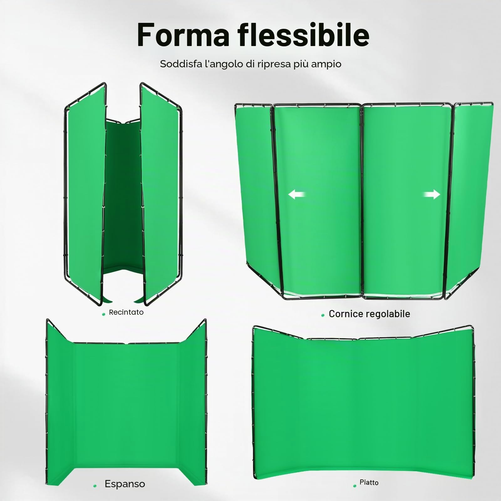 Carta da parati Verde 4 m x 2,4 m per la Fotografia, Sfondo Verde Chromakey Portatile con Supporto Sistema di Supporto di Sfondo Fotografico per Fotoshoot, Game Live Steaming