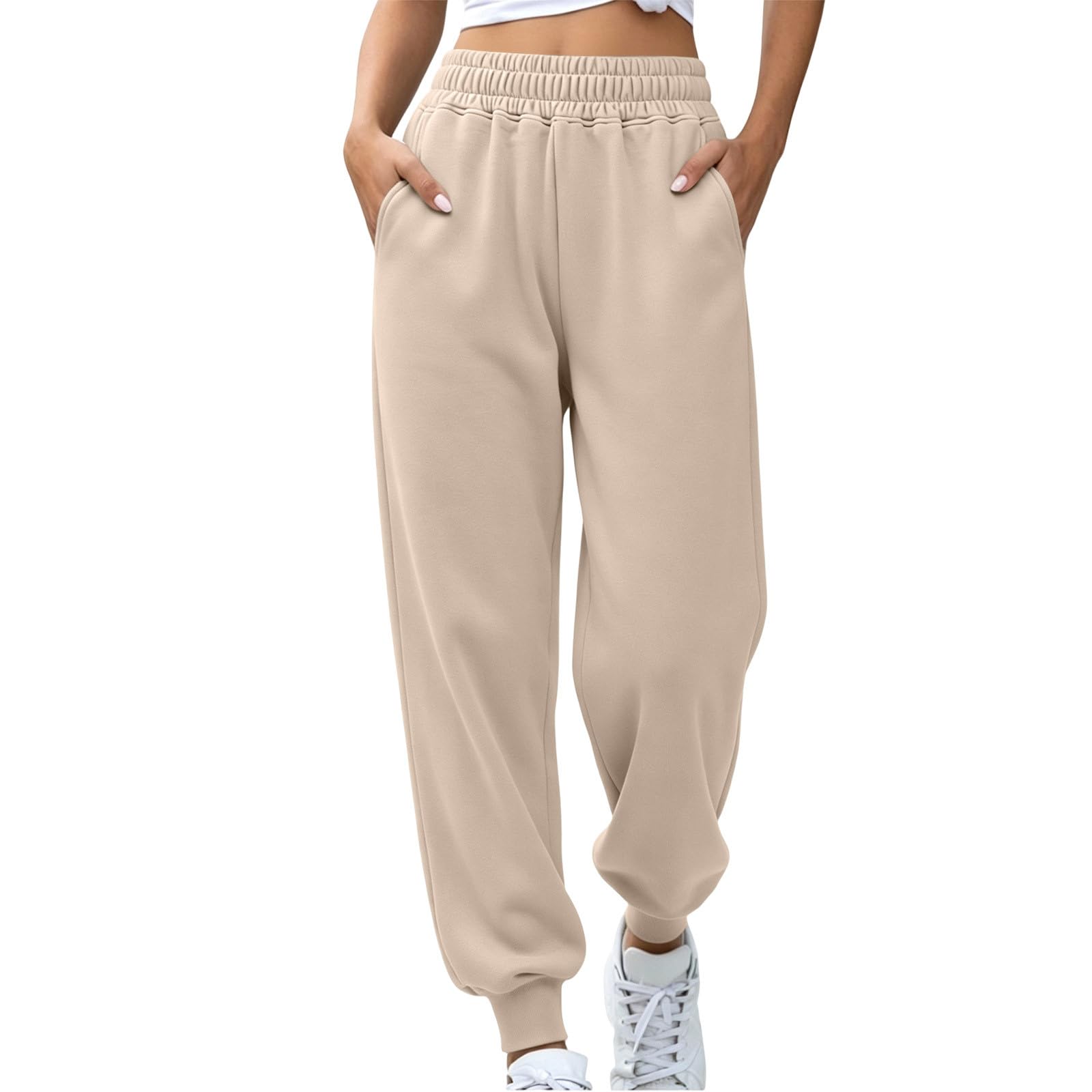 Generico Pantaloni Sportivi Donna Pantaloni a Gamba Larga con Elastico in Vita Pantalone Jogger con Coulisse Comodi Pantlone Cotone Morbidi Casual Pants Lunghi per Allenamento Jogging Fitness