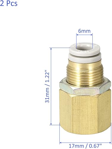 Miniatura 3 de M METERXITY Paquete de 2 accesorios de tubería hembra de 14 PT  Unión recta, mamparo de empuje para conectar accesorios, se aplica al sistema
