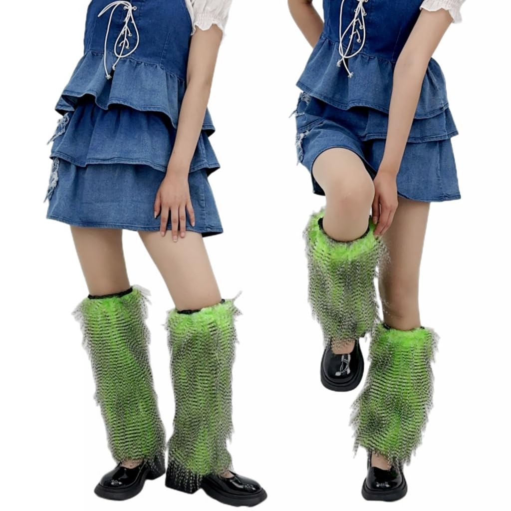 Fuzzy Faux Furs Leg Warmers Furs Long Cuffs Has Elastic Pair Carnivals Boot Uniform