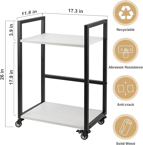 Miniatura 2 de YIERYA Soporte de impresora mejorado, soporte de torre para computadora, carrito de impresora de 2 niveles debajo del escritorio con almacenamiento,