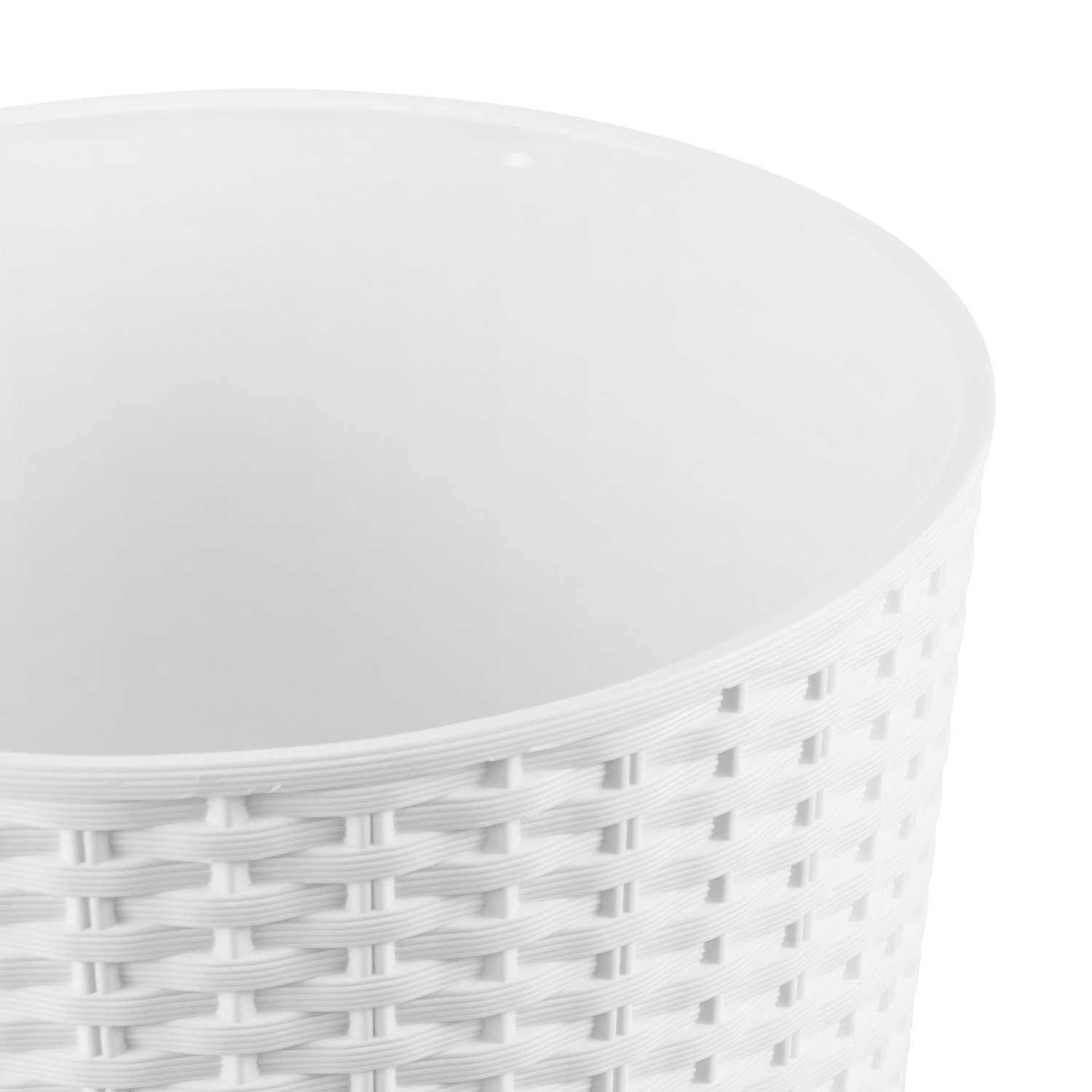 Vaso Rato Tubus Per Piante – Plastica Effetto Rattan, Bianco, 25x48 Cm, Capacità 15,5 L, Con Inserto