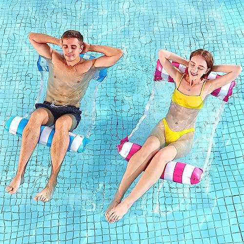 2 Pack Inflatable Pool Floaties for Adults, Water Floaties, 4-in-1 Multi-Portable Water Pool Float Hammock (Saddle, Lounge Chair, Hammock and Drifter)
