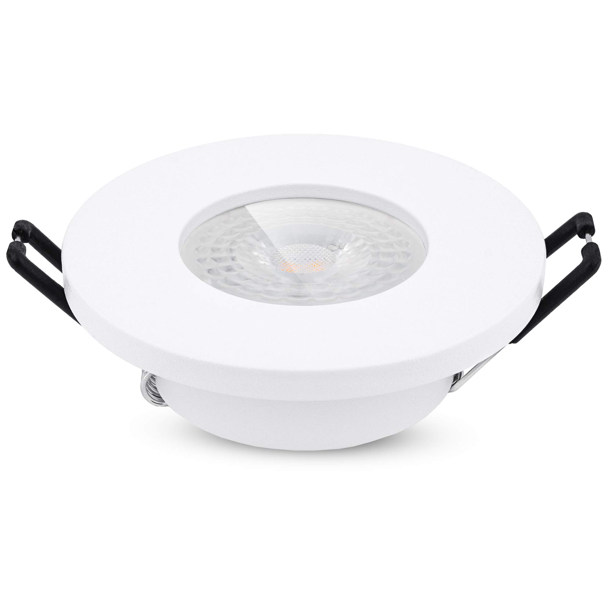 linovum ISAWO Einbaustrahler Bad IP65 mit LED Leuchtmittel 10 Stück - 4W neutralweiß 230V - Badeinbaustrahler flach weiß rund