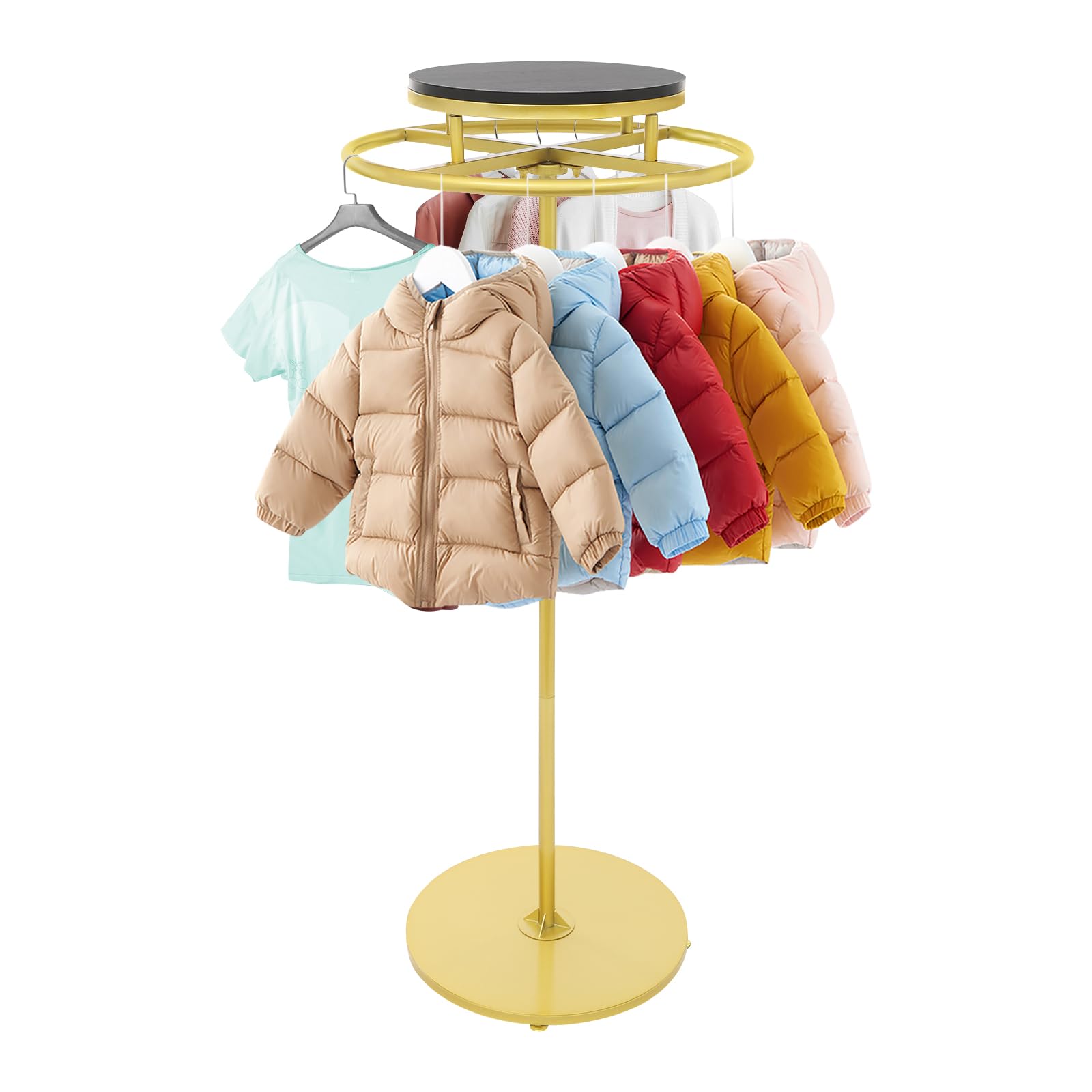 Soporte de ropa redondo giratorio de 360°, expositor de ropa independiente en pie para tienda, tienda de moda, vestidor y dormitorio, estructura metálica
