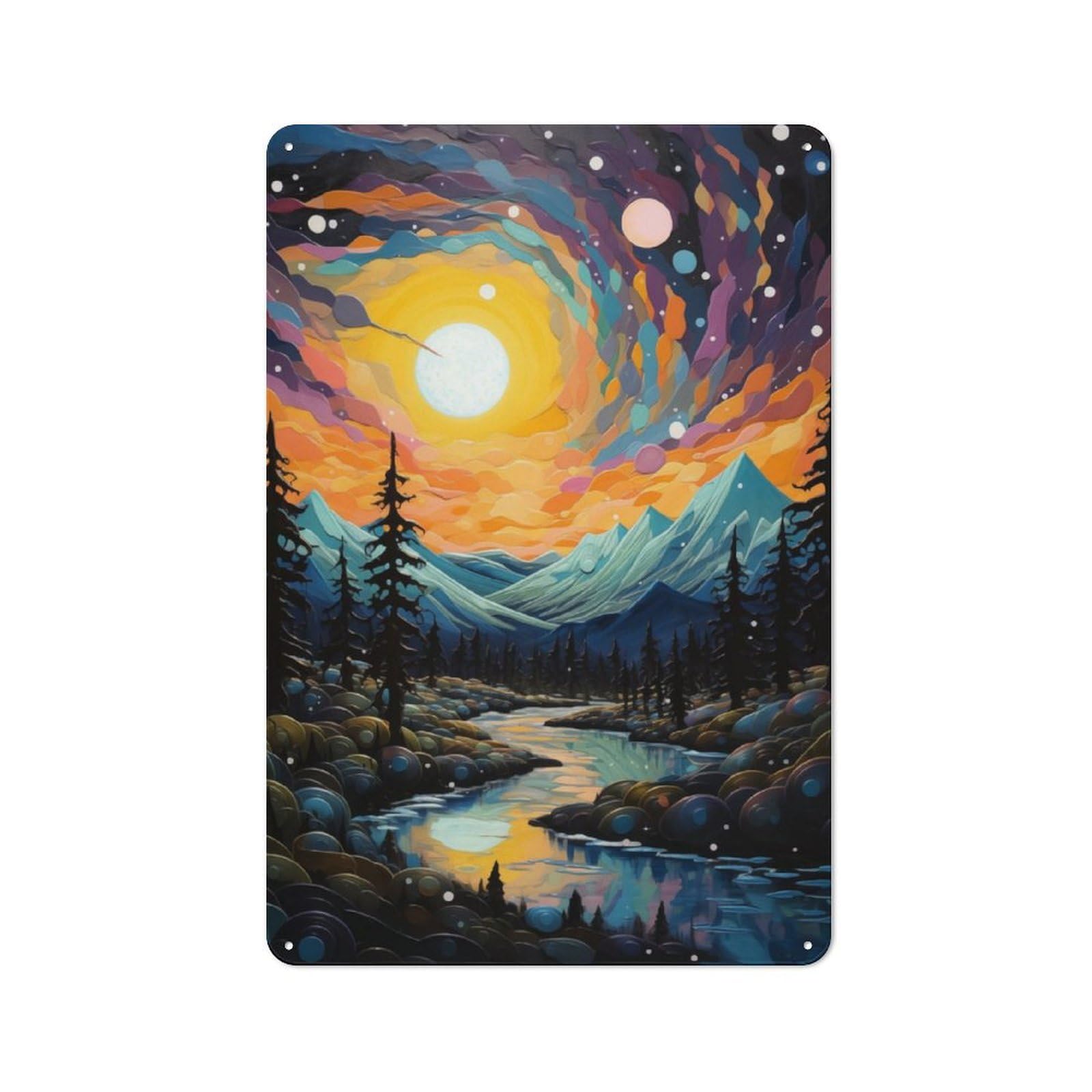 Junmoney Sundrop Mountain Stream Metal Sign 30X20cm With For Workshop Wall, Vintage Decor, A Decorative Christmas Gift For Metal Sign Collectors