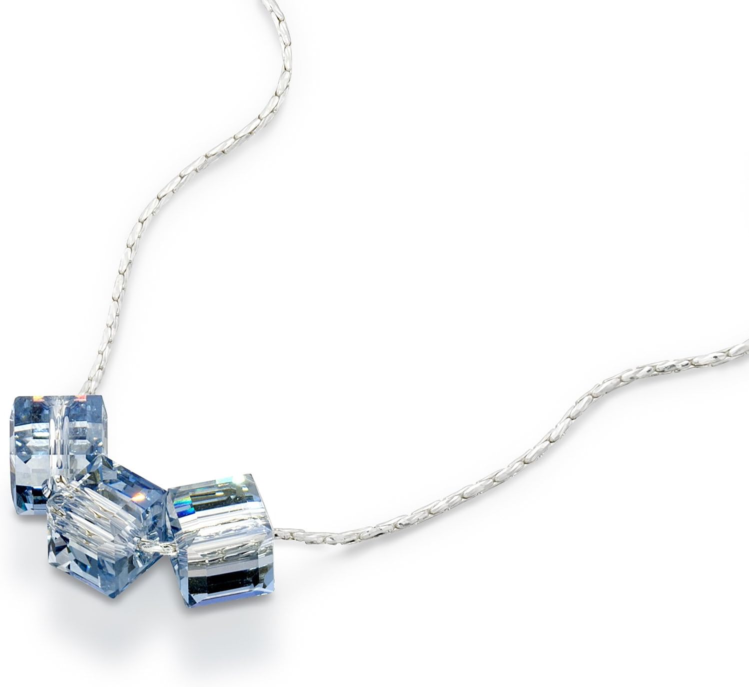 Stera Jewelry Sterling Silver Choice of Colors Necklace Made with Original Swarovski Cube Crystals