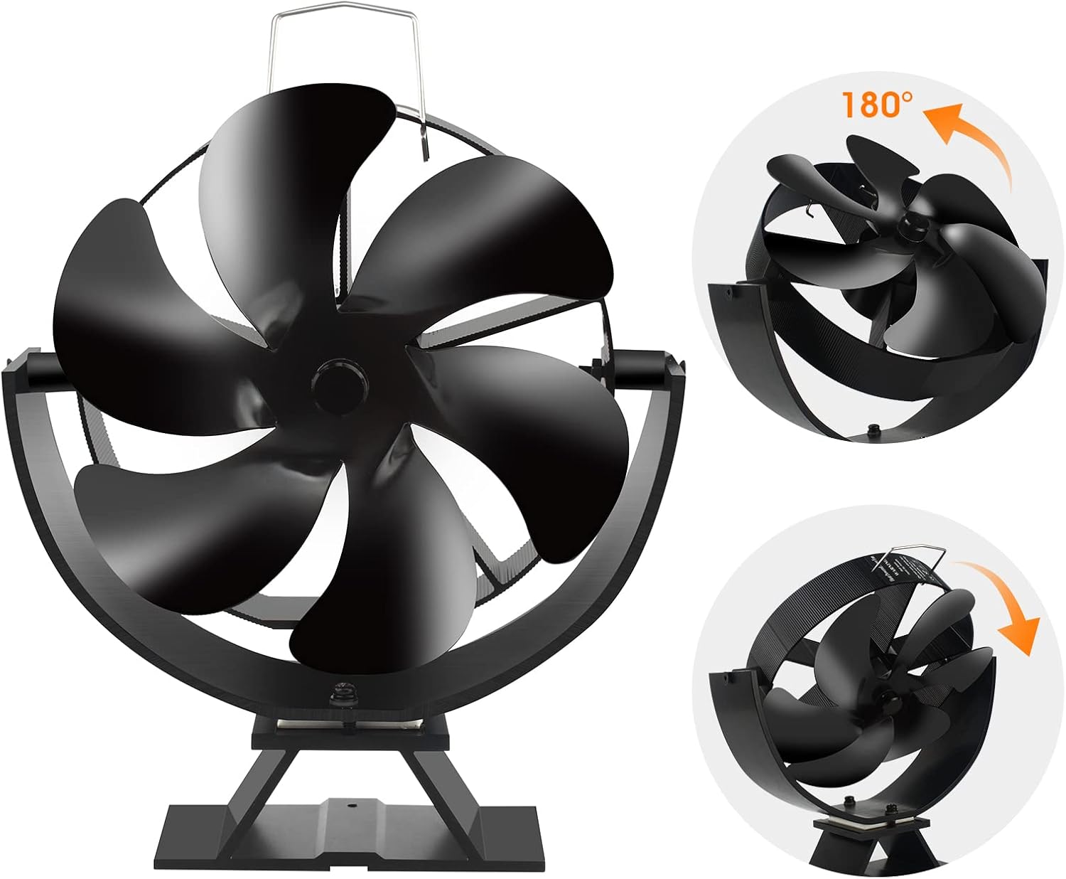 Buy Wood Stove Fan, Fireplace Fan with 180° Up and Down Rotation, 6