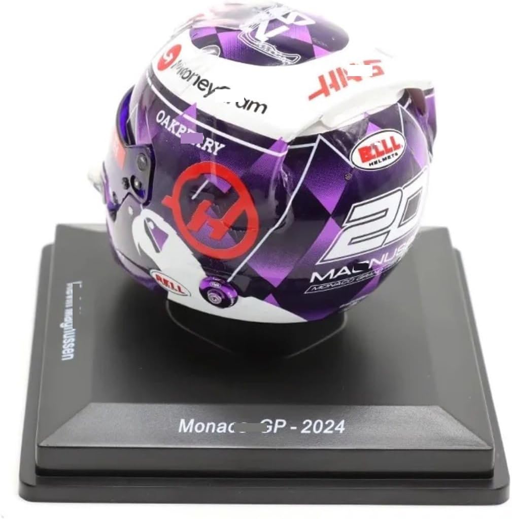 HTLLNUZD 2024 1/5 Mini Helmet - Racing Style Inspired for F1 Team Kevin Magnussen Monaco GP Adult Ornament, Custom Design Collectible Model