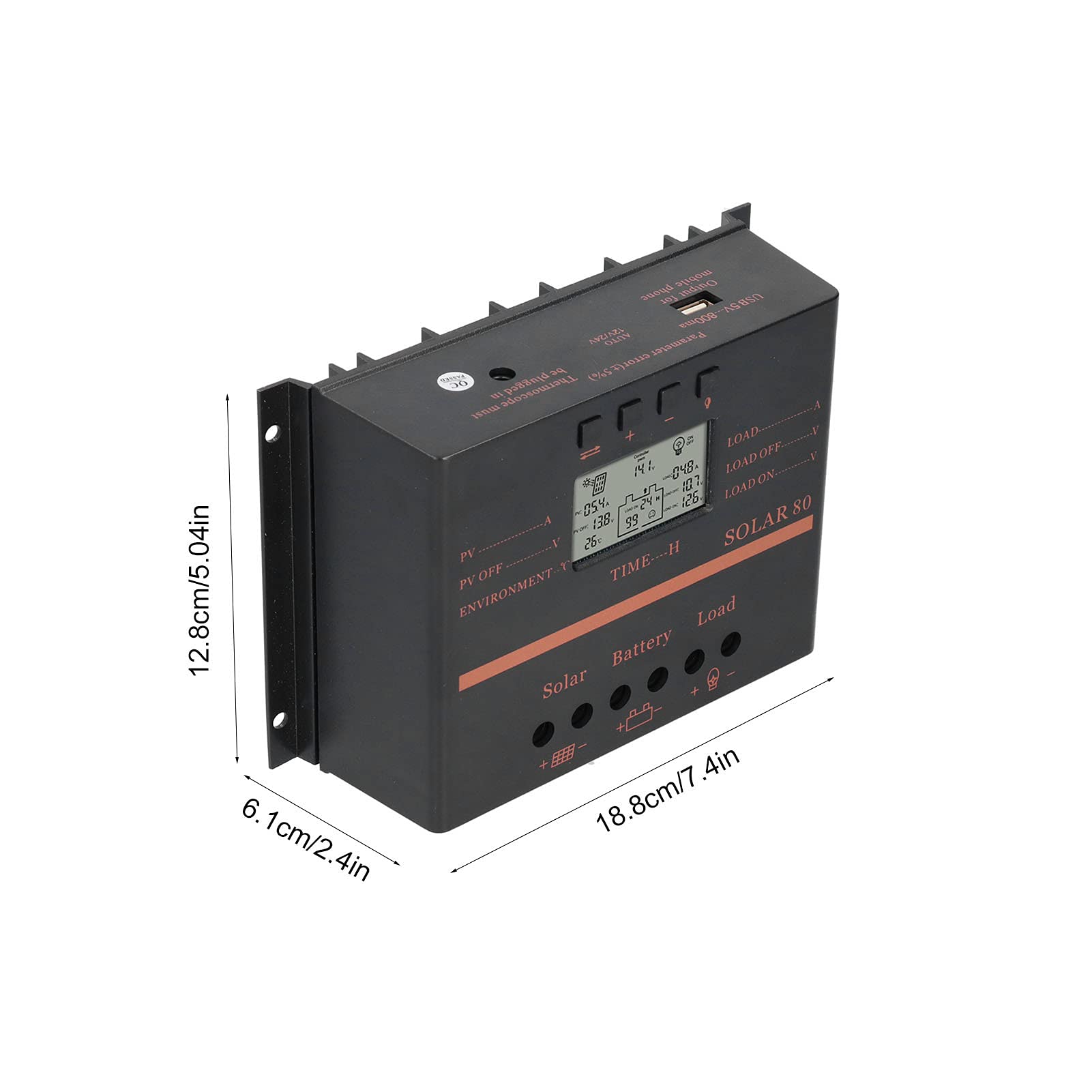 Kontroler ładowania Słonecznego PWM 80A Fotowoltaika Dużej Mocy do Użytku Domowego 12 V/24 V Lekka Konstrukcja z Wyświetlaczem LCD