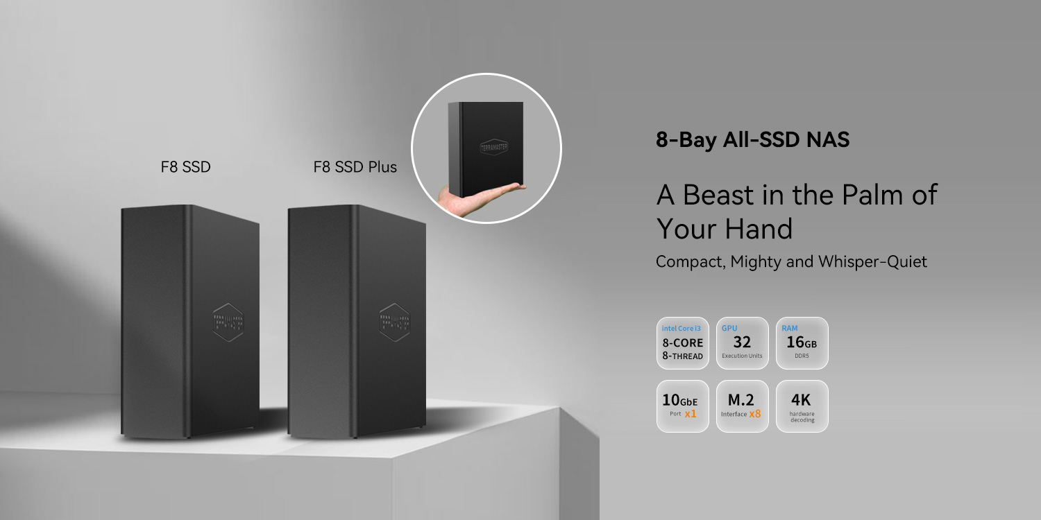 TERRAMASTER F8 SSD Plus NAS - 8Bay All SSD NAS Storage Core