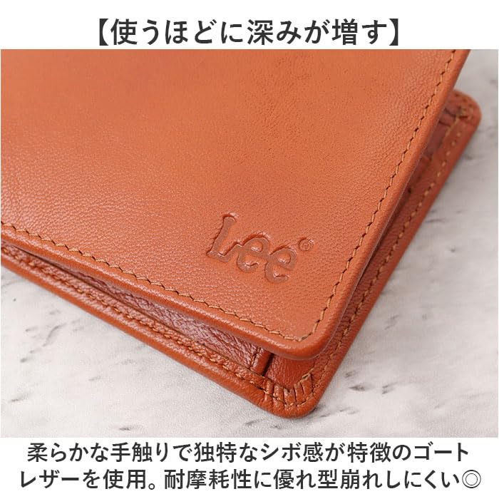 Amazon.co.jp: Lee 柔らかゴートレザー二つ折り財布 財布 グリーン