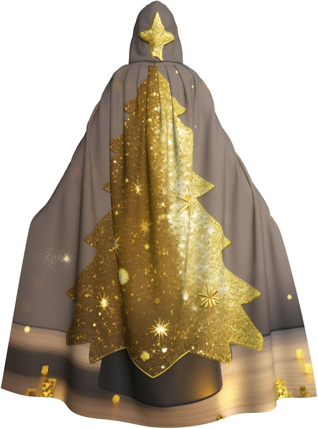 nanger Golden Glitter Christmas Tree Print Unisex Hooded