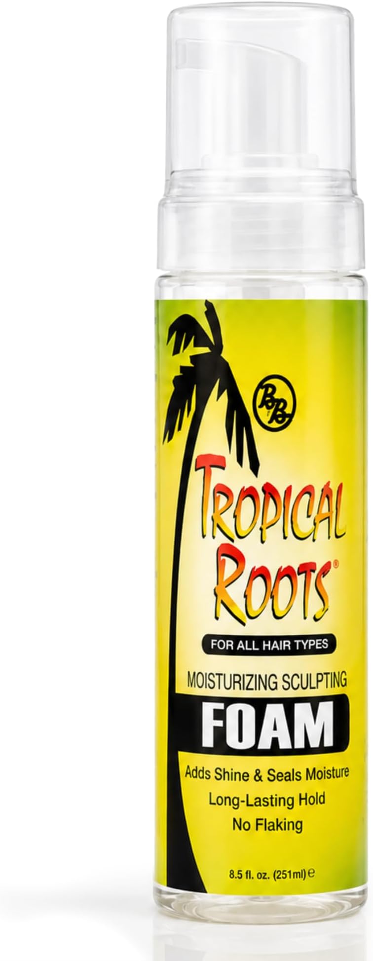 Bronner Bros Tropical Roots Moisturizing Sculpting Foam โ Long-Lasting Hair Foam Wrap for Braids, Twists & Sets โ Helps Soothe Dry, Itchy Scalp with Natural Oils, Vitamin E & Panthenol, 8.5 fl oz