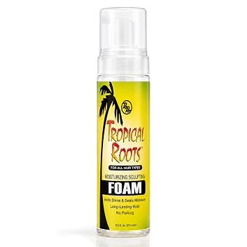 Bronner Bros Tropical Roots Moisturizing Sculpting Foam Long-Lasting Hair Foam Wrap for Braids, Twists & Sets Helps Soothe Dry, Itchy Scalp with Natural Oils, Vitamin E & Panthenol, 8.5 fl oz